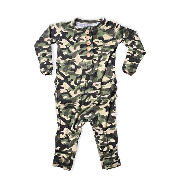 Posh Peanut 6-9Mo, Camouflage Ruffle Butt Romper Onesie - Picture 1 of 3